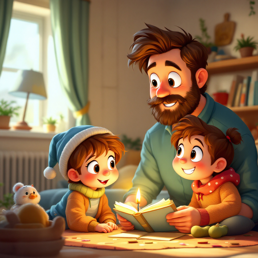 Family reading a story together