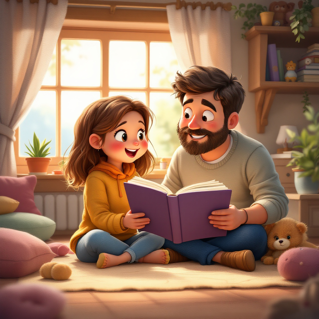 Family reading a story together